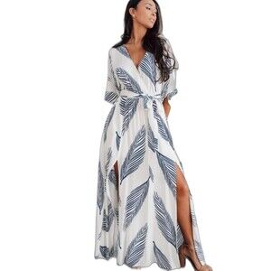 BALTIC BORN Corinth Maxi Dress Palm Leaves Size 3XL Beach Cottagecore NO BELT 3X